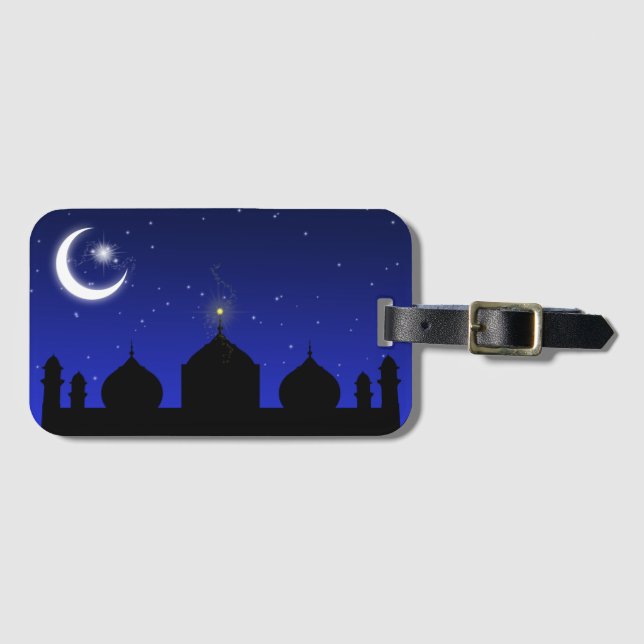 Mosque Silhouette at Night - Luggage Tag (Front Horizontal)