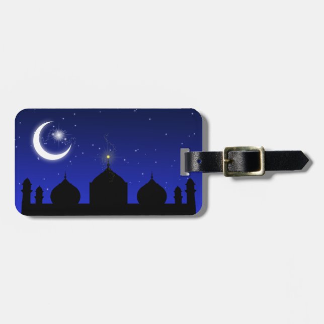 Mosque Silhouette at Night - Luggage Tag (Front Horizontal)