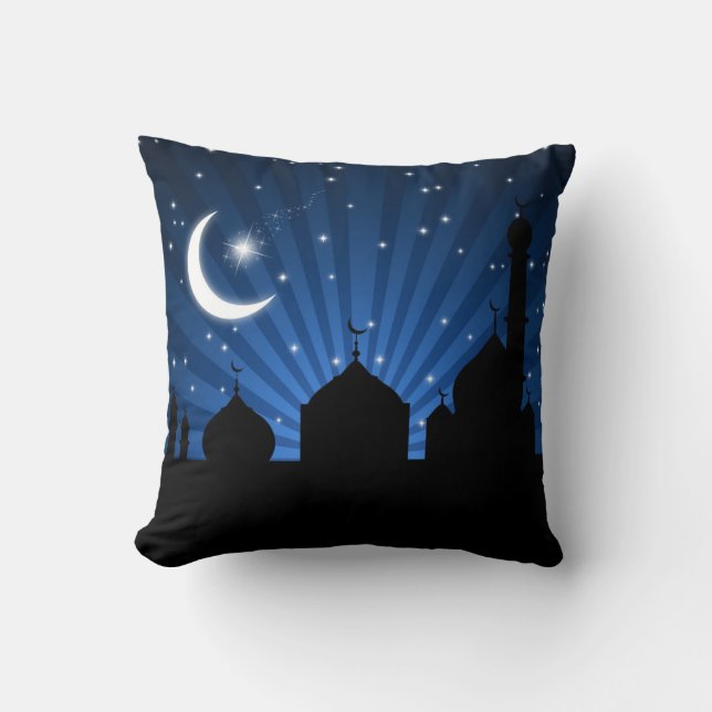 Mosque Silhouette Blue Night - Pillow (Front)