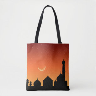 Mosque Silhouette Evening Sky - Tote Bag