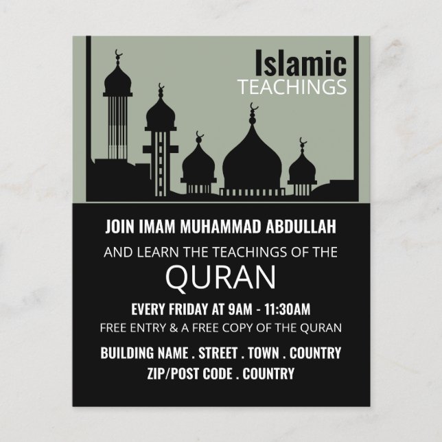 Mosque Silhouette, Islamic Teaching Advertising Flyer (Front)