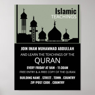 Mosque Silhouette, Islamic Teaching Advertising Poster