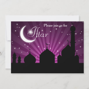 Mosque Silhouette Purple Night Iftar Invitation