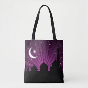 Mosque Silhouette Purple Night Tote Bag