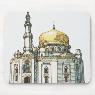Mosque with gold onion dome and minaret mouse mat