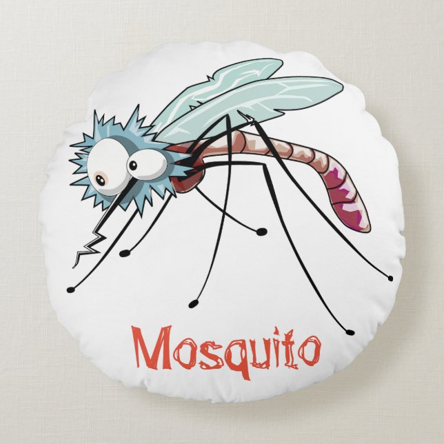 Mosquito cartoon round cushion (Front)