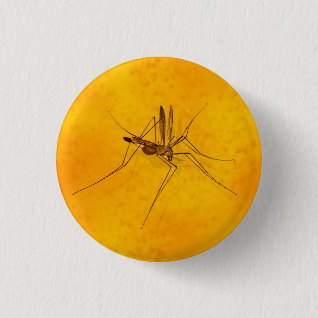 Mosquito in Amber Sap Fossil Replica Prehistoric 3 Cm Round Badge (Front)