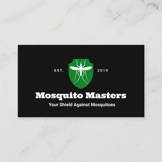 Mosquito Pest Control Shield Logo Business Card (Front)