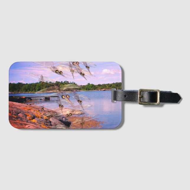 Mosquito swarm, scandinavia fjord, luggage tag (Front Horizontal)