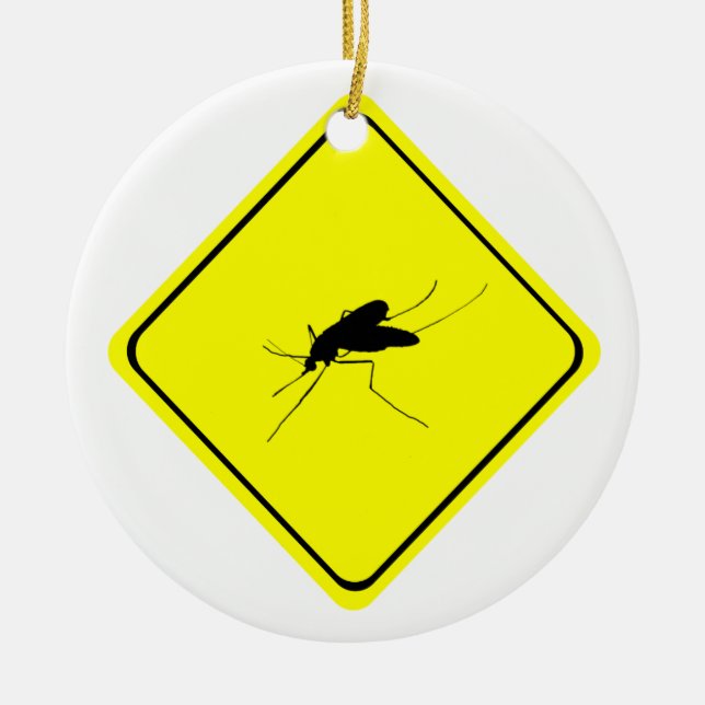 Mosquito Warning Sign Nuisance insect/bug pest Ceramic Tree Decoration (Front)