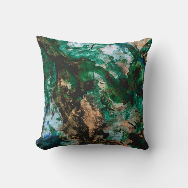 Moss Agate Green Crystal Geode Abstract Cushion (Front)