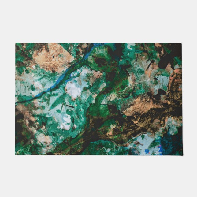 Moss Agate Green Crystal Geode Abstract Doormat (Front)