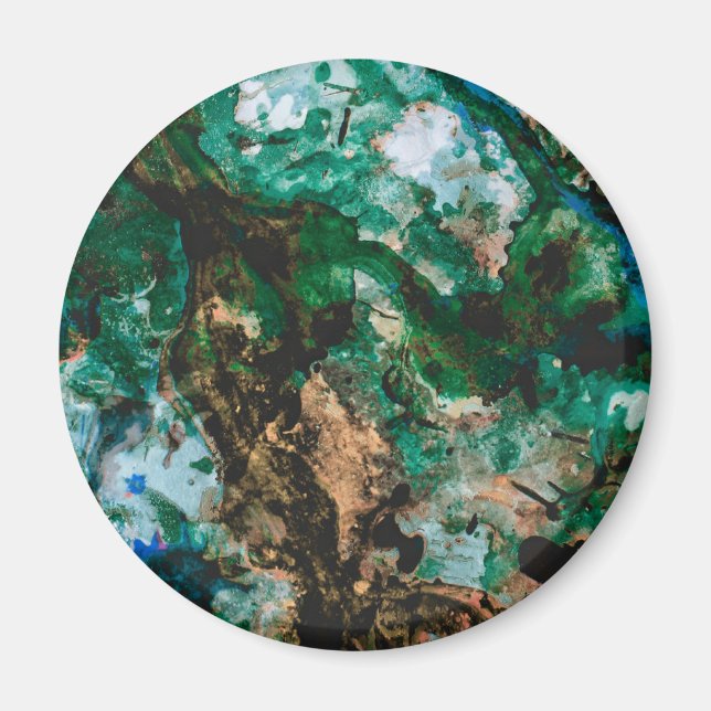 Moss Agate Green Crystal Geode Abstract Magnet (Front)