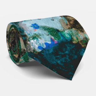 Moss Agate Green Crystal Geode Abstract Tie