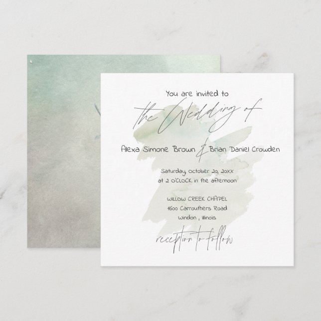 Moss and Lichen Modern Typography Invitation (Front/Back)