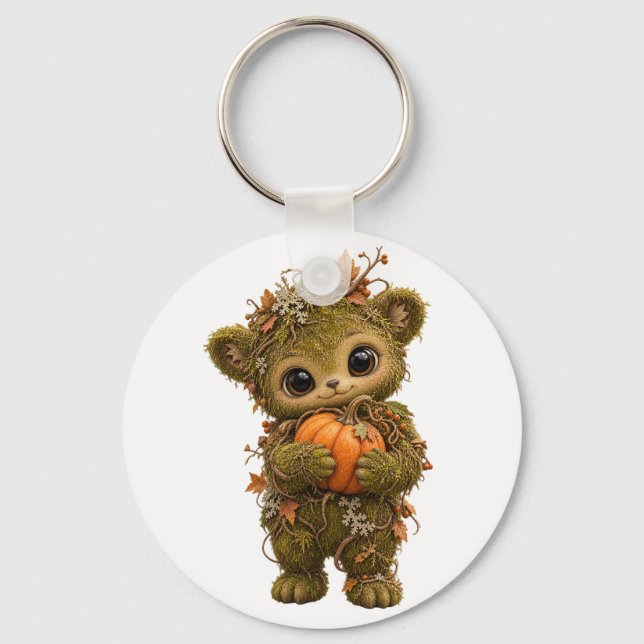 Moss Bear Pumpkin Keychain (Front)