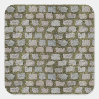 moss covered cobblestone road pattern texture square sticker