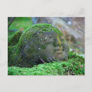 Moss covered Japanese Temple Statue Postcard
