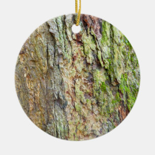 Moss-Covered Tree Bark Ceramic Tree Decoration