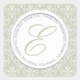 Moss Damask Party Favour Stickers