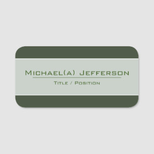 Moss Dark Green And Soft Light Green: Professional Name Tag