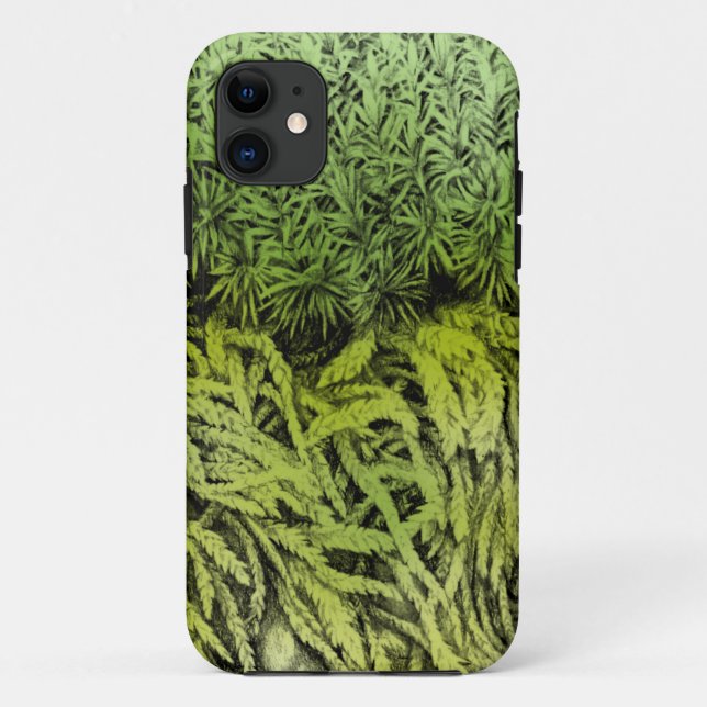 Moss drawing with coloured overlay iphone case (Back)