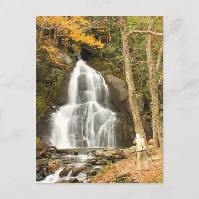 Moss Glen Falls Vermont and Photographer Postcard (Front)