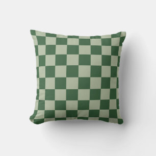 Moss Green and Light Sage Chequerboard Cushion