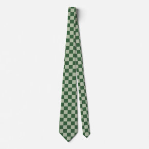 Moss Green and Light Sage Chequerboard Tie