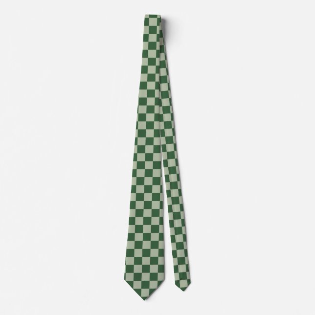 Moss Green and Light Sage Chequerboard Tie (Front)