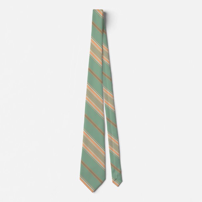 Moss Green and White Stripe Necktie (Front)