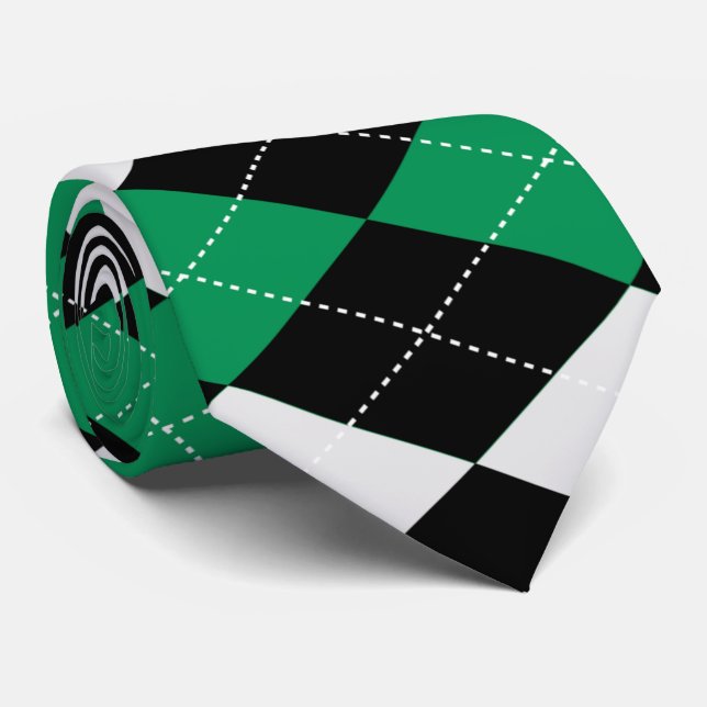 Moss Green ARGYLE NECK TIE (Rolled)