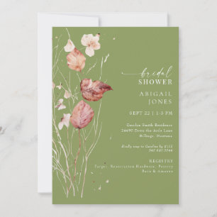 Moss Green Autumn Bridal Shower Invitation