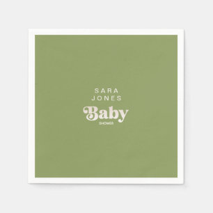 Moss Green Baby Shower Cocktail Napkin