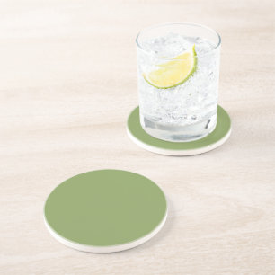 Moss Green Background Solid Colour Customise this Coaster