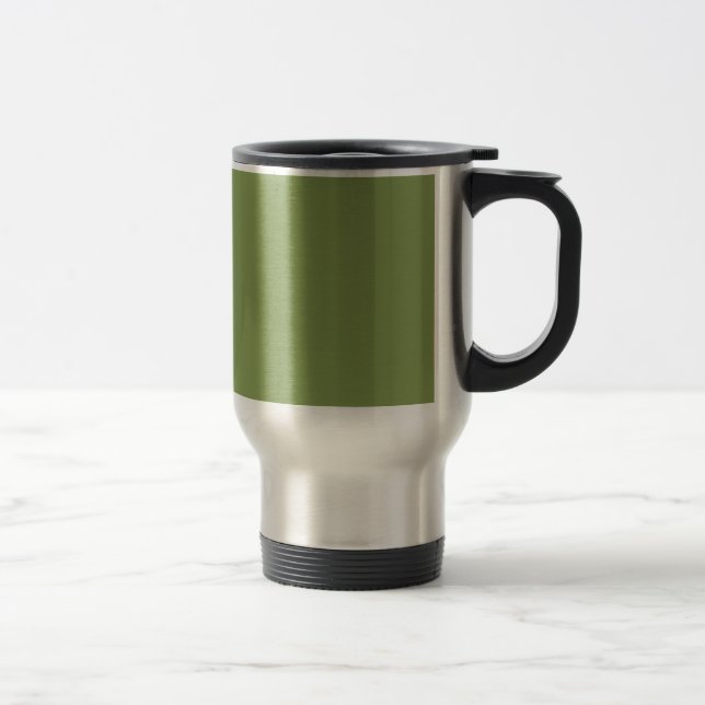 Moss Green Background Solid Colour Customise this Travel Mug (Right)