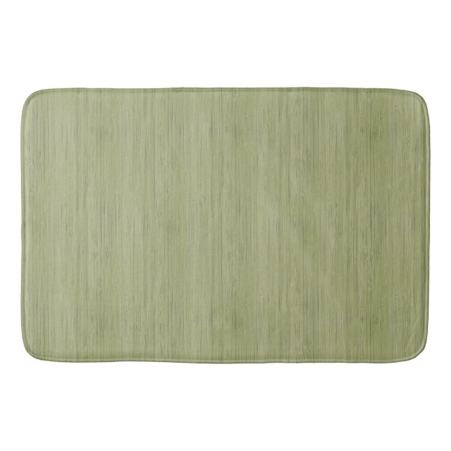 Moss Green Bamboo Wood Grain Look Bath Mat (Front)
