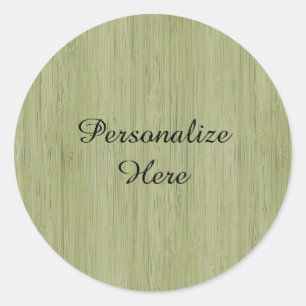 Moss Green Bamboo Wood Grain Look Classic Round Sticker