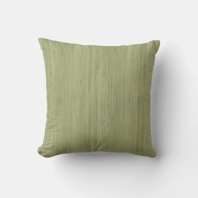 Moss Green Bamboo Wood Grain Look Cushion (Front)