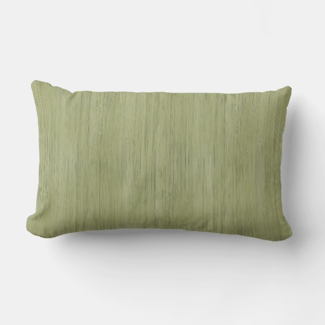 Moss Green Bamboo Wood Grain Look Lumbar Cushion (Front)