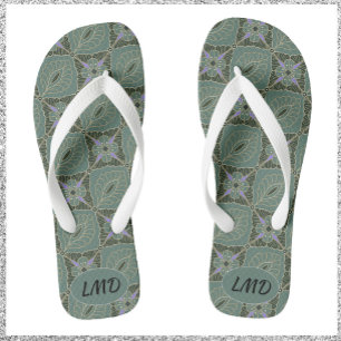 Moss Green Batik Print Flip Flops