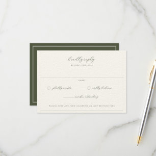 Moss Green Beige Wedding RSVP Card