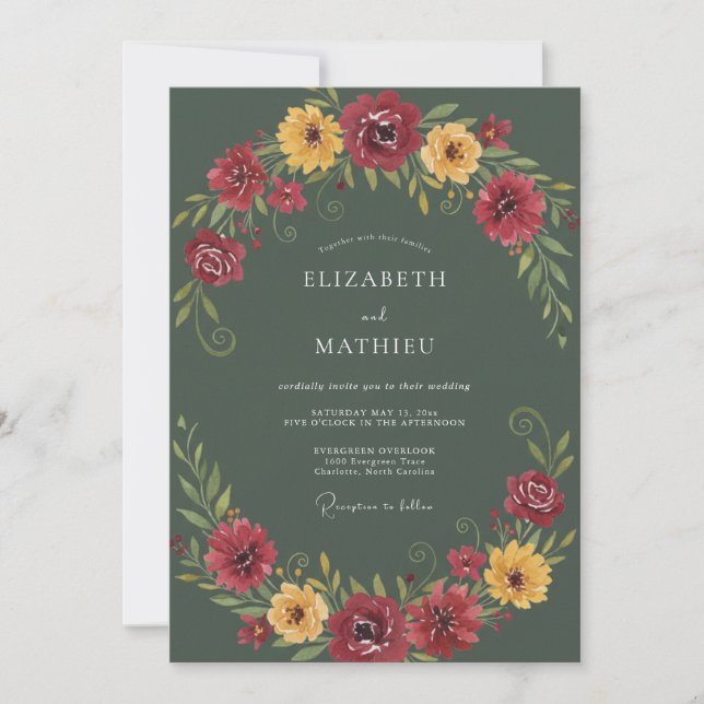 Moss Green Bold Autumnal Wedding Invitation (Front)