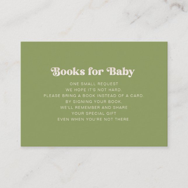 Moss Green Books for Baby Enclosure Card (Front)