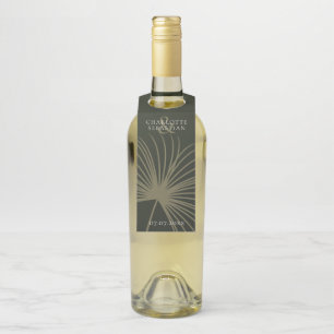 Moss Green Botanical Fan Elegant Wedding Bottle Tag