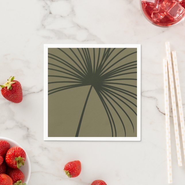 Moss Green Botanical Fan Elegant Wedding Napkin (Insitu)