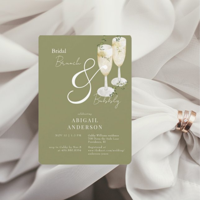 Moss Green Bridal Brunch & Bubbly Shower  Invitation (Creator Uploaded)
