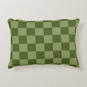 Moss Green Chequerboard Decorative Cushion