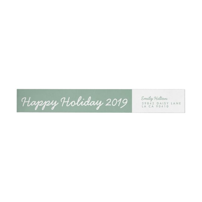 Moss Green Christmas Holiday Banner Address Wrap Around Label (Individual)