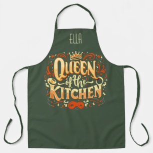 MOSS GREEN COLOR QUEEN OF THE KITCHEN APRON